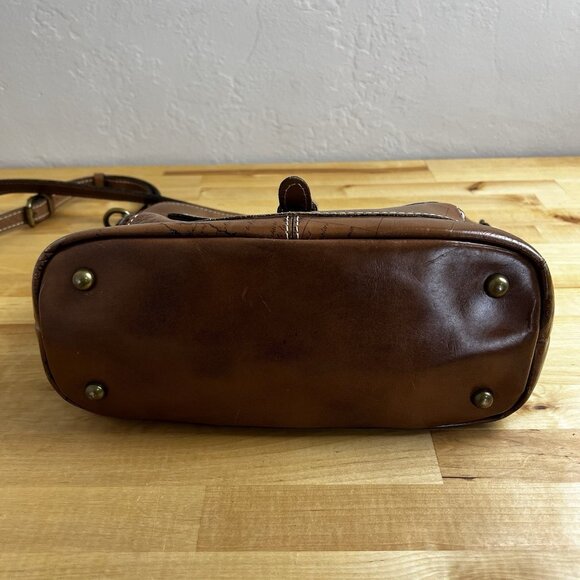 Patricia Nash Tuscania Leather Shoulder Bag Cross Body Purse Signature Map Print - Picture 3 of 15